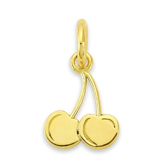 Solid 14k Gold Cherry Charm - Cute Summer Jewelry Gifts